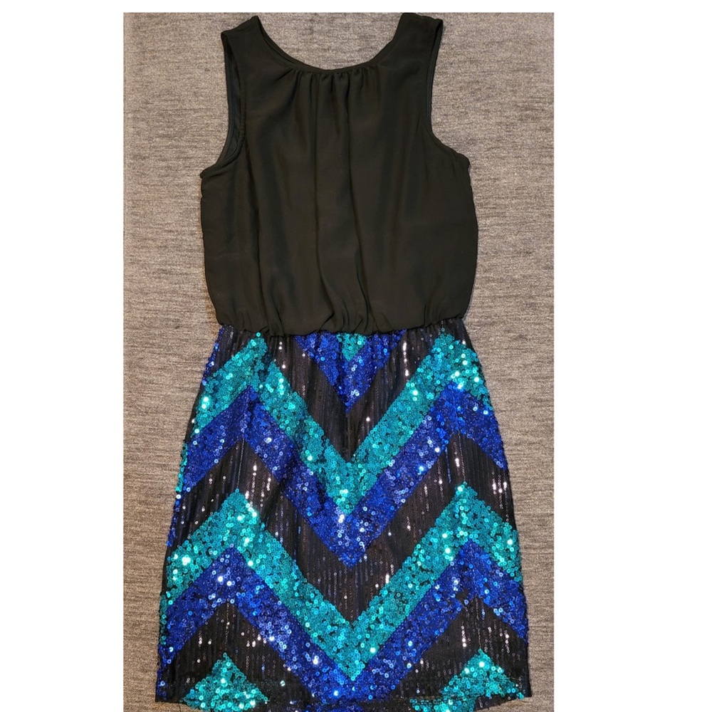 Sequined chevron mini dress